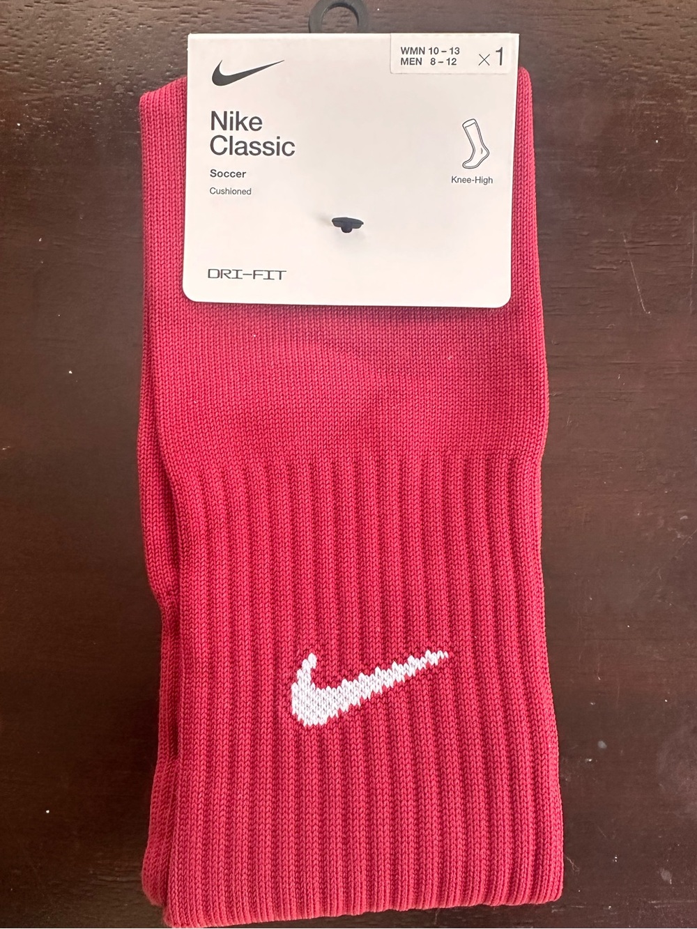 NWT Nike Dri-FIT Knee-High Soccer Socks - Burgundy/Maroon with White Swoosh